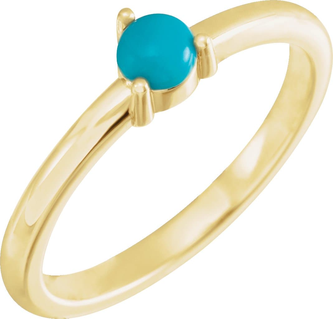 14K Rose Natural Turquoise Cabochon Ring