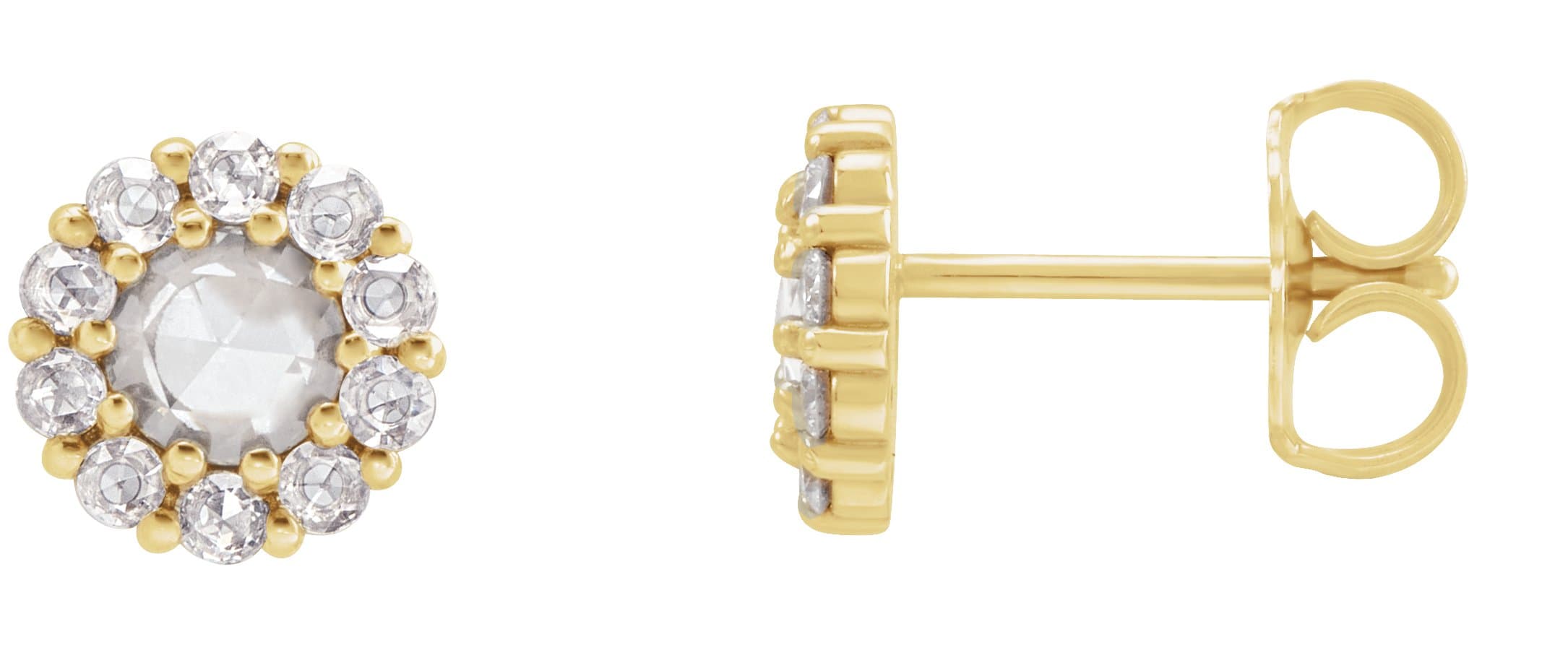 14K Rose 1/3 CTW Rose-Cut Natural Diamond Halo-Style Earrings