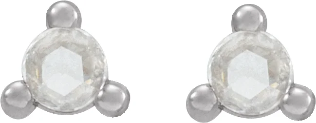 Round 3-Prong Rose-Cut Stud Earrings, view 3