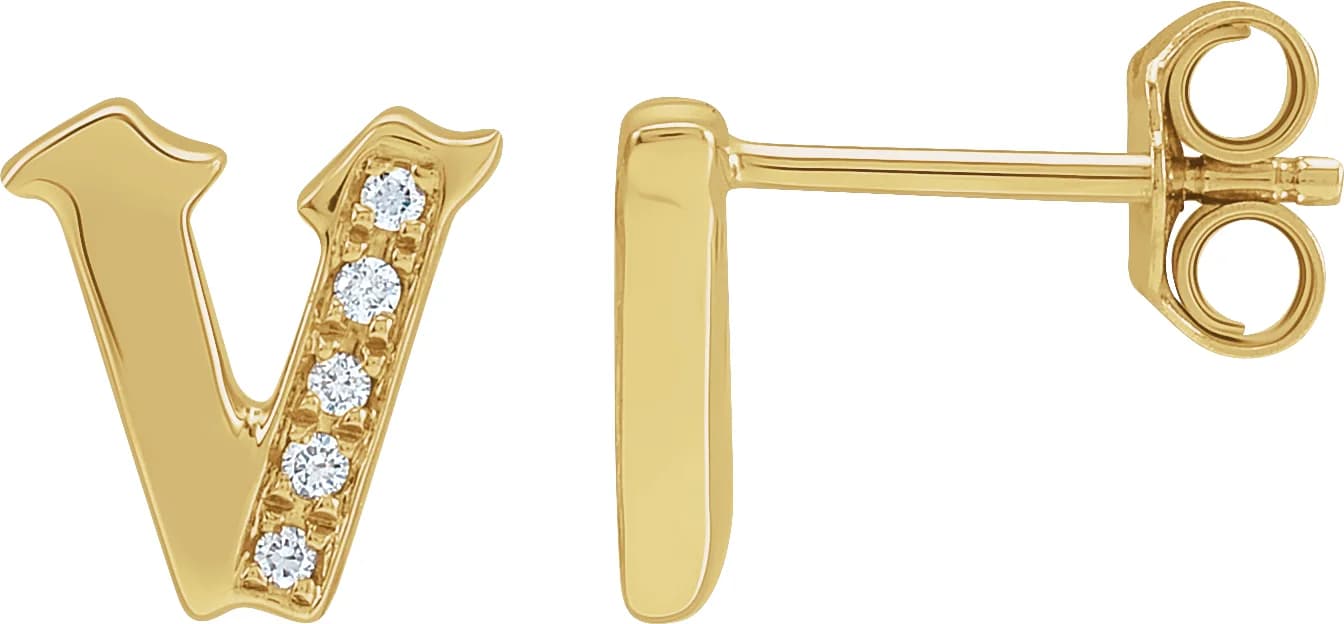 Accented Gothic Initial Earrings