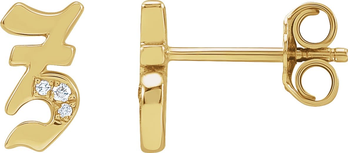 14K Rose .01 CTW Natural Diamond Gothic Initial Z Earring