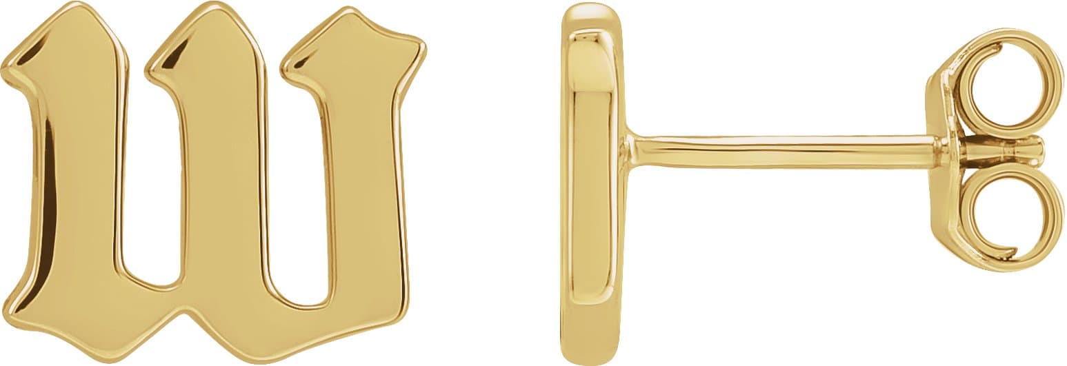 14K Rose Gothic Initial B Earring