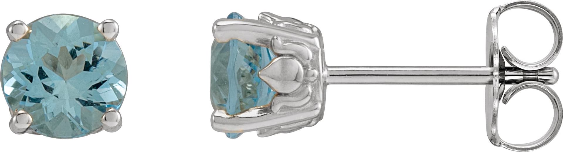 14K Rose 4.5 mm  Natural Aquamarine Floral Earrings