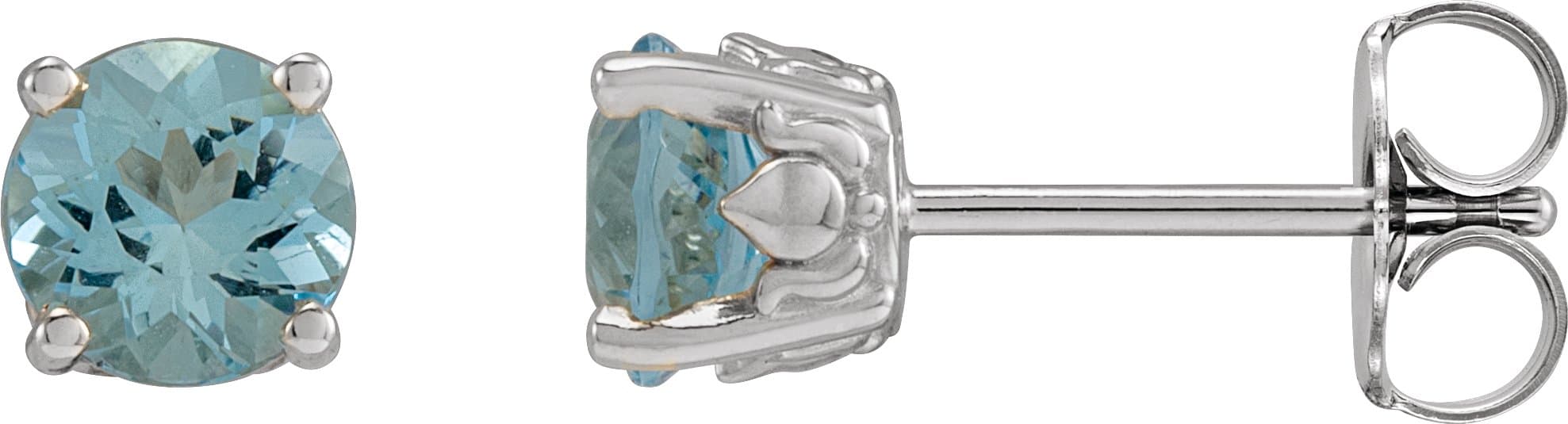 14K Rose 4.5 mm  Natural Aquamarine Floral Earrings