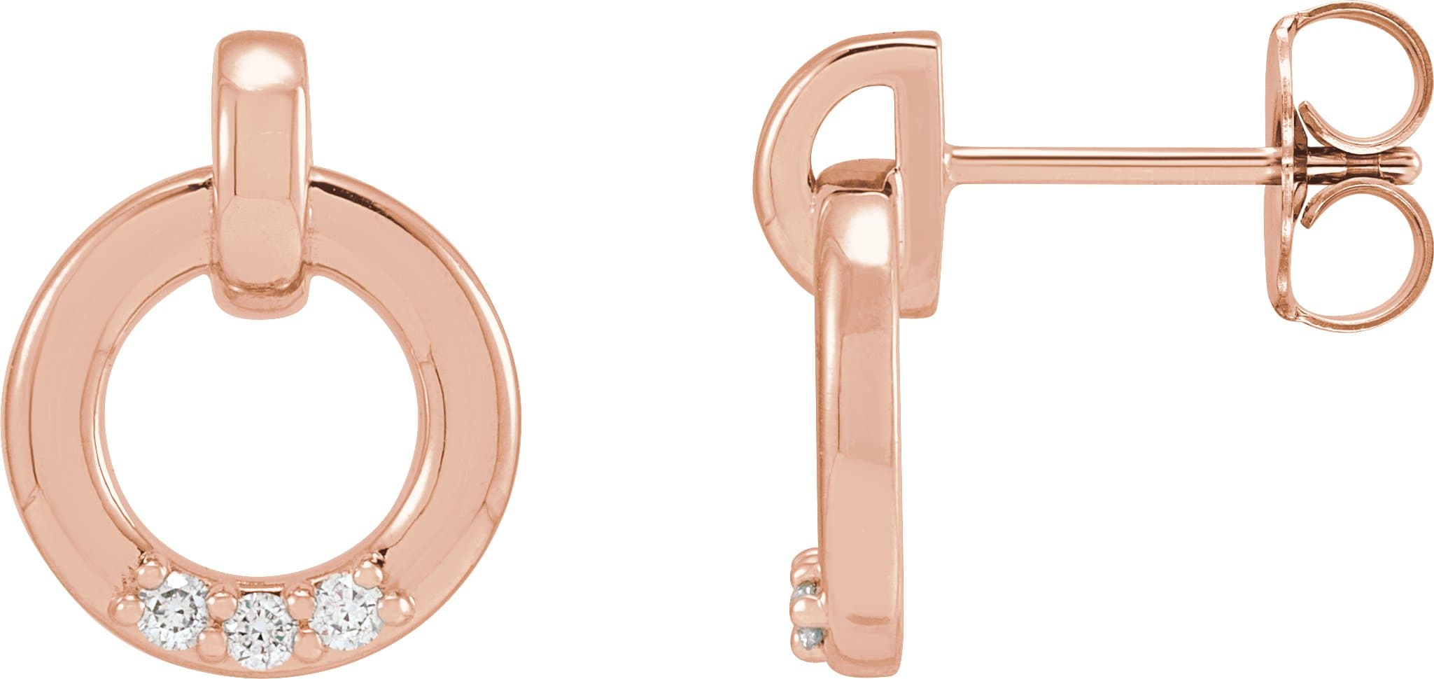 14K Rose .08 CTW Natural Diamond Circle Earrings
