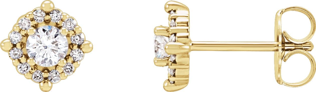 14K Rose 1/6 CTW Natural Diamond Halo-Style Earrings