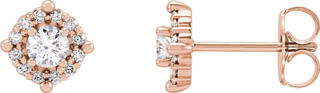14K Rose 1/6 CTW Natural Diamond Halo-Style Earrings