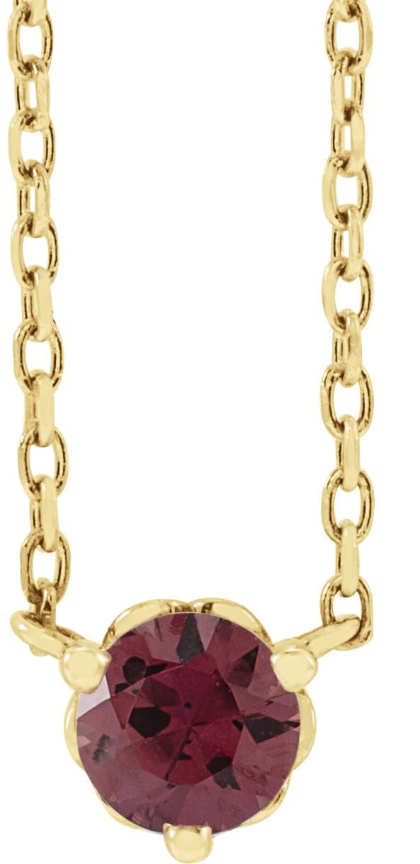 14K Rose Natural Rhodolite Garnet Solitaire 18 Necklace