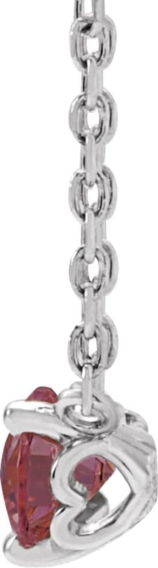 Natural Rhodolite Garnet Solitaire Necklace in Platinum, view 3