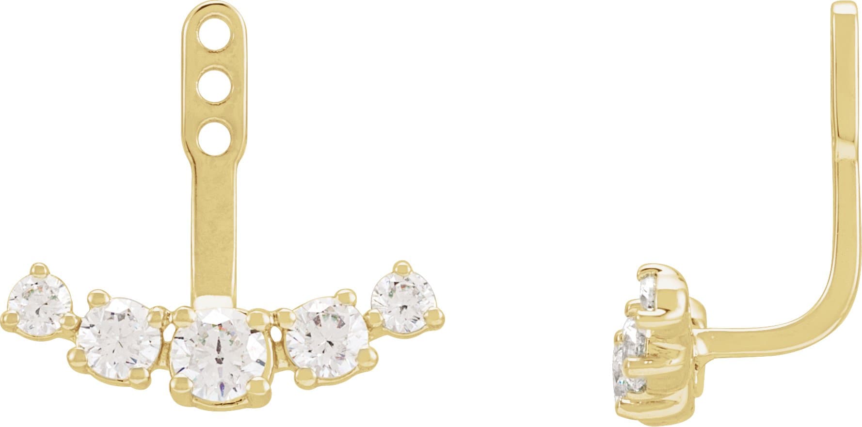 14K Rose 1 CTW Lab-Grown Diamond Curved Bar Earring Jackets