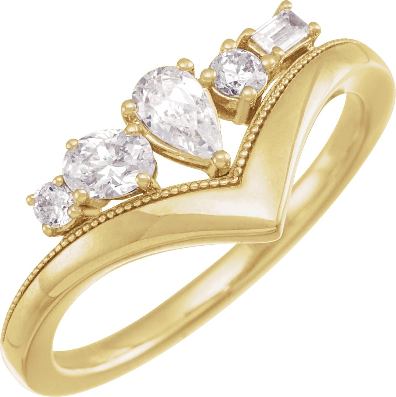 14K Rose 1/2 CTW Lab-Grown Diamond V Ring