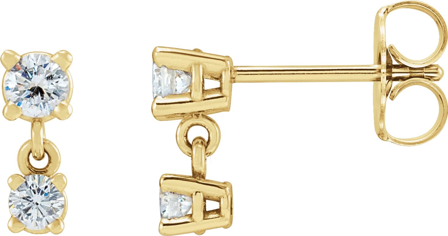 14K Rose 1/3 CTW Natural Diamond Two-Stone Earrings