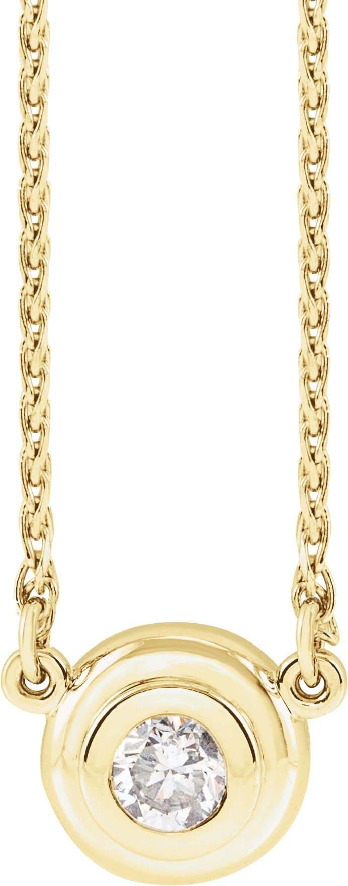 14K White 1/4 CT Natural Diamond Bezel-Set Solitaire 18 Necklace