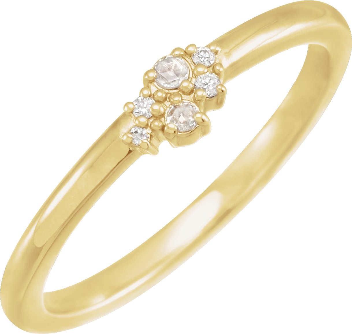 14K Rose .04 CTW Rose-Cut & Faceted Natural Diamond Stackable Ring