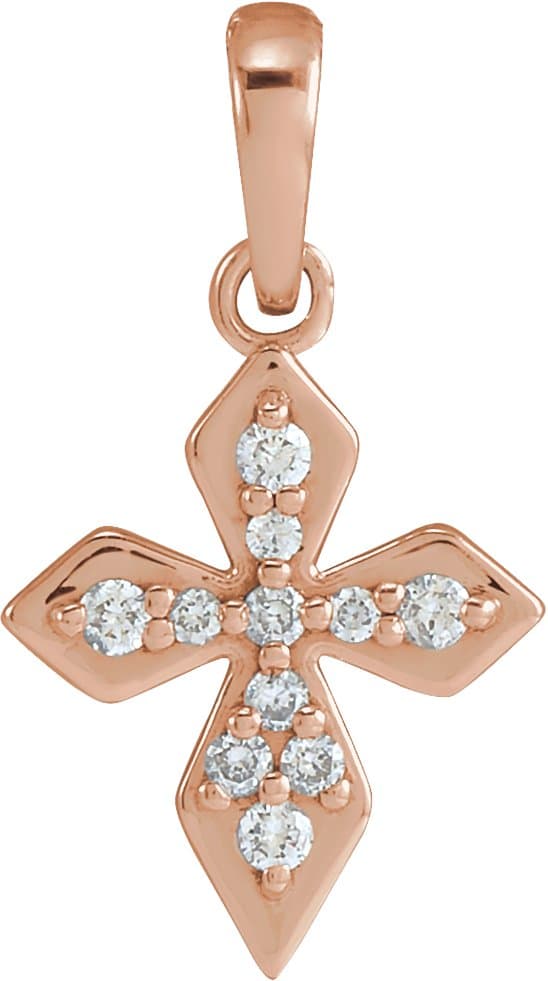 14K Rose .05 CTW Natural Diamond Petite Cross Pendant