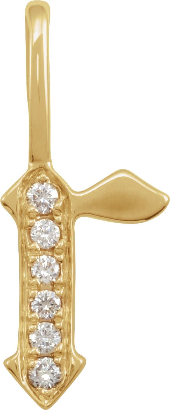 14K Rose .04 CTW Natural Diamond Gothic Initial H Charm/Pendant