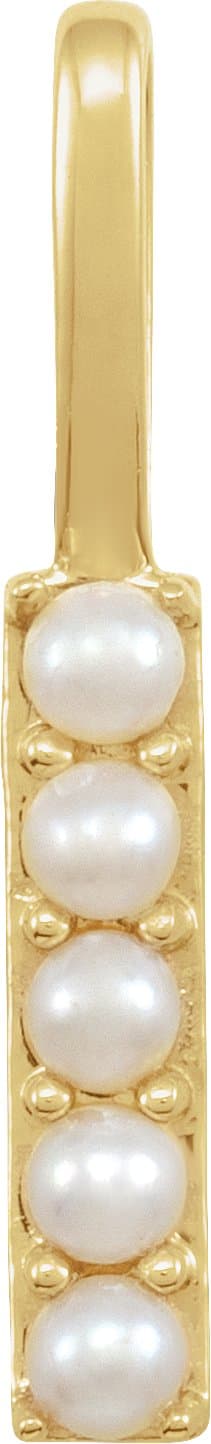 14K Rose Cultured White Freshwater Pearl Initial A Charm/Pendant