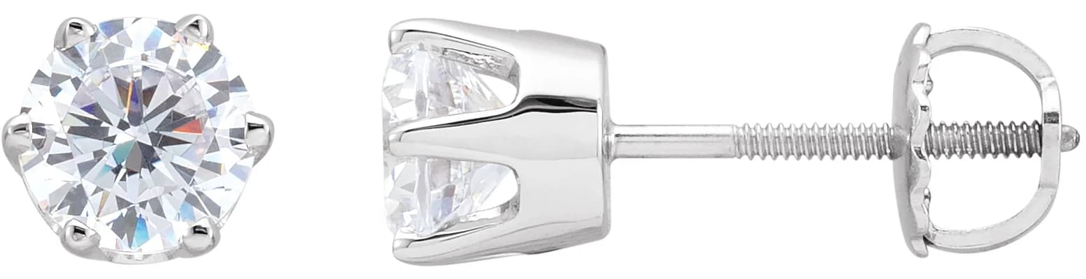 Round 6-Prong Stud Earrings