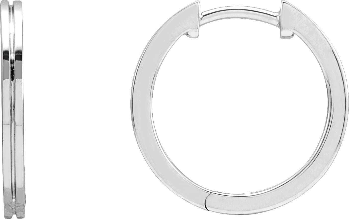 14K Rose Grooved Hinged 10.3 mm Huggie Hoop Earrings