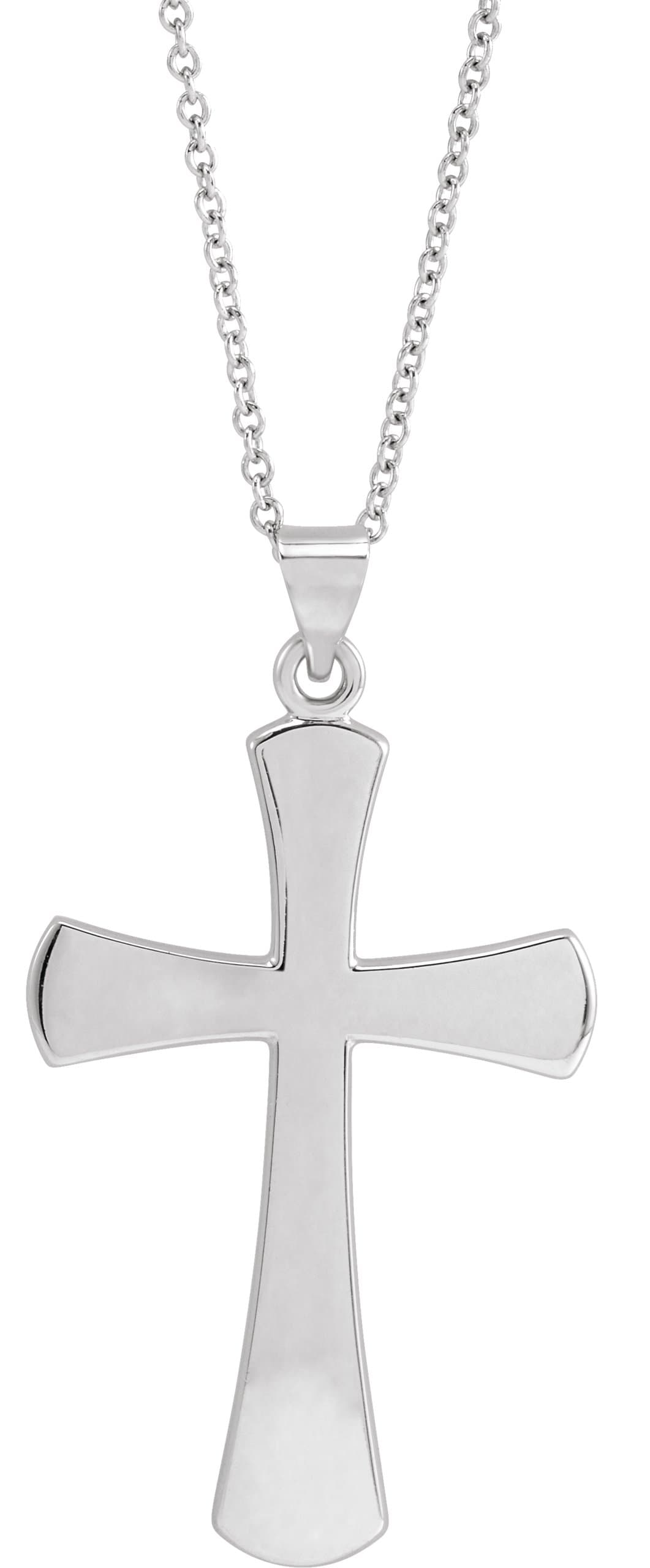 14K White Cross 18 Necklace