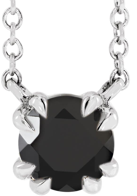14K Rose Natural Black Onyx Solitaire 18 Necklace
