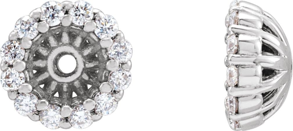 14K White Gold 1/8 CTW Natural Diamond Earring Jackets with 3.6 mm ID