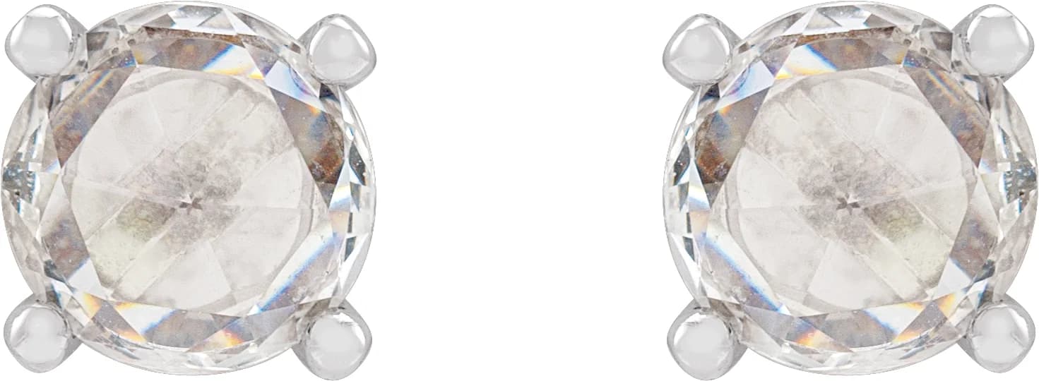 Round 4-Prong Rose-Cut Stud Earrings, view 3