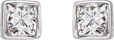 Square Bezel-Set Stud Earrings view 2