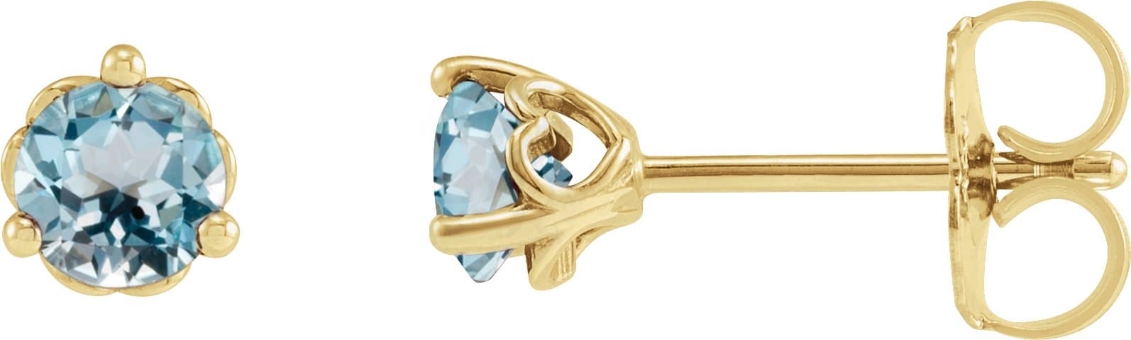 14K Rose 3 mm Natural Sky Blue Topaz Cocktail-Style Earrings