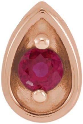 14K Rose 2 mm Natural Ruby Teardrop Slide Pendant