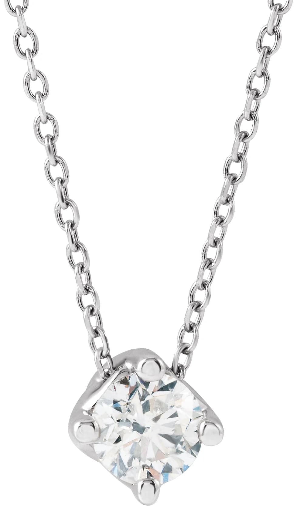 Natural Diamond Solitaire Necklace in Platinum, view 2