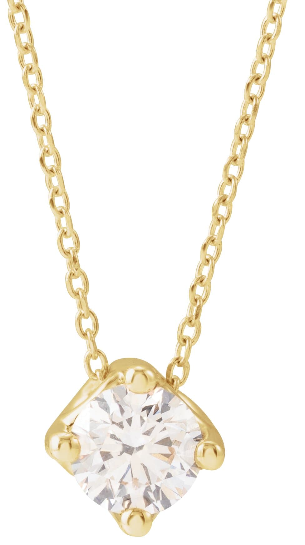 14K Rose 1/2 CT Natural Diamond Solitaire 16-18 Necklace