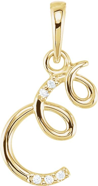 14K Rose .025 CTW Natural Diamond Initial R Pendant