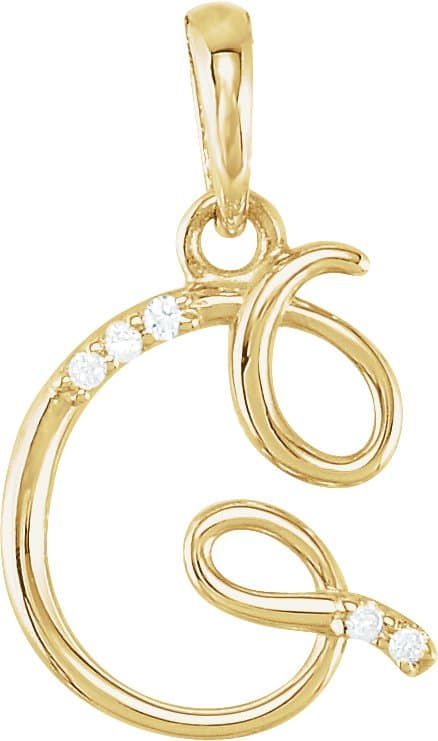 14K Yellow Gold .025 CTW Natural Diamond Initial G Pendant