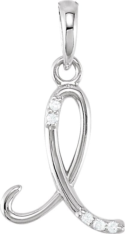 14K Rose .025 CTW Natural Diamond Initial R Pendant