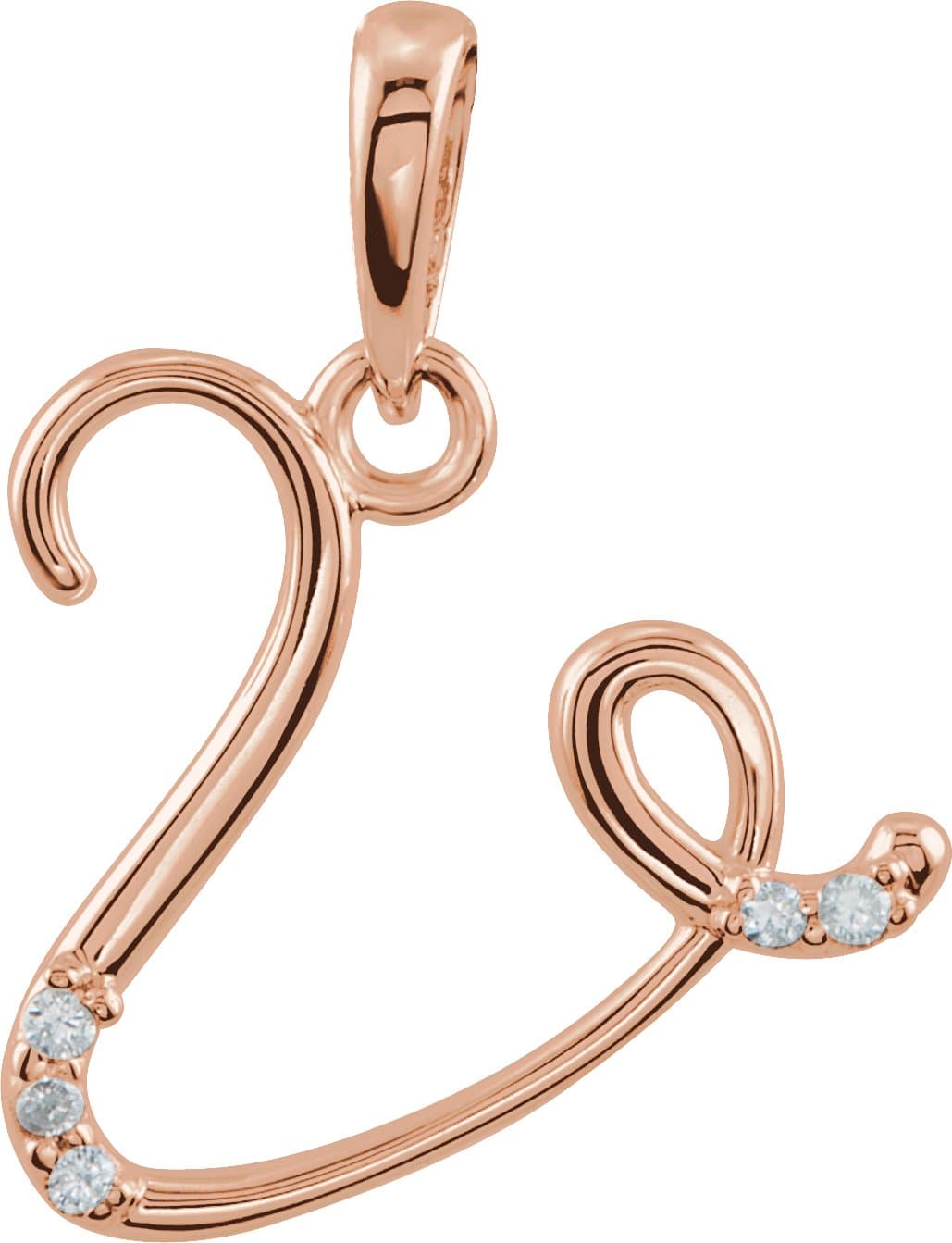 14K Rose .025 CTW Natural Diamond Initial R Pendant