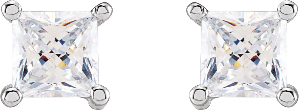 Square 4-Prong Stud Earrings view 2