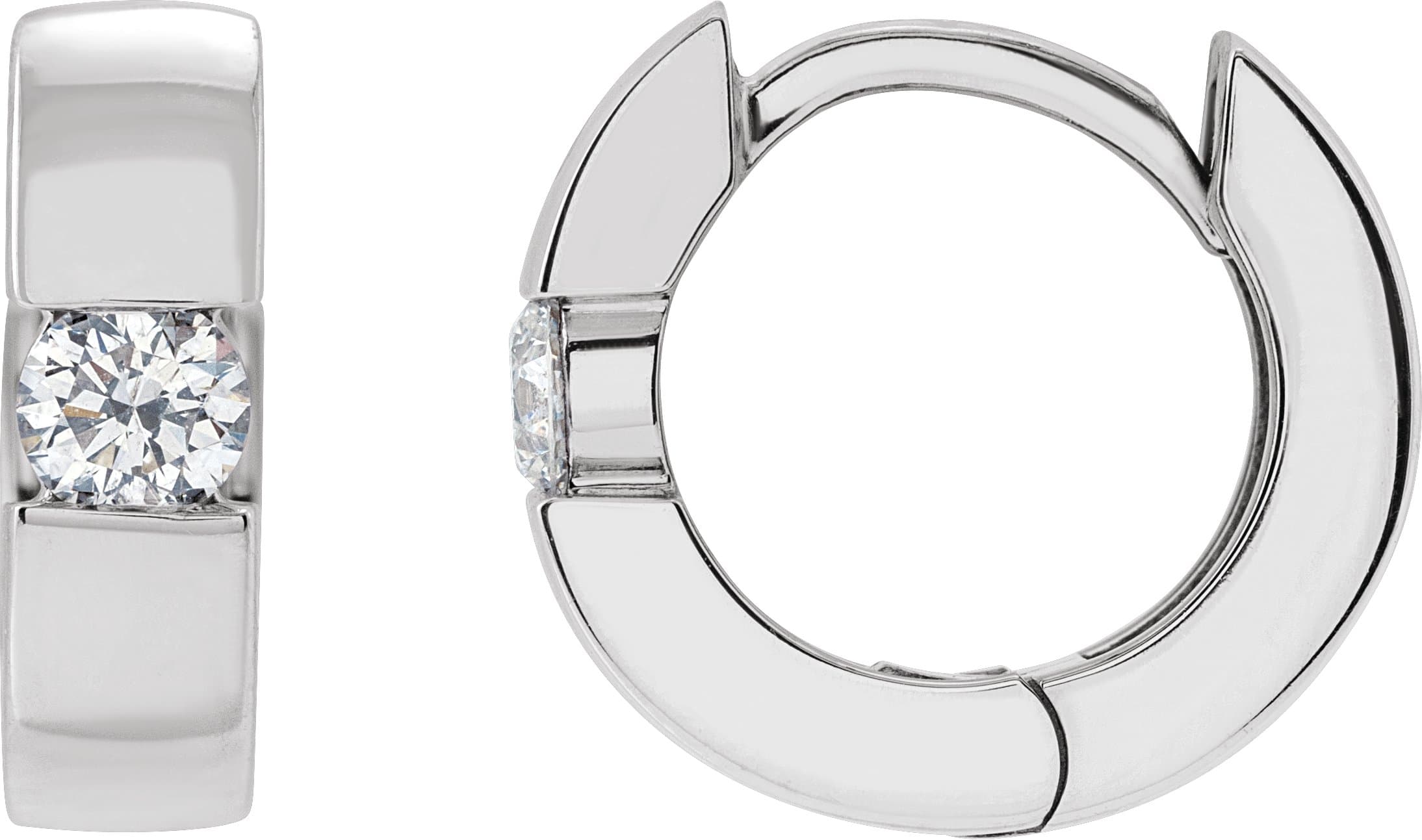 14K Rose 1/3 CTW Lab-Grown Diamond Hinged Huggie Earrings