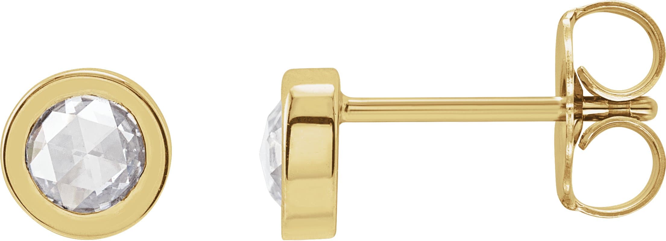 14K Rose .05 CTW Rose-Cut Natural Diamond Bezel-Set Earrings