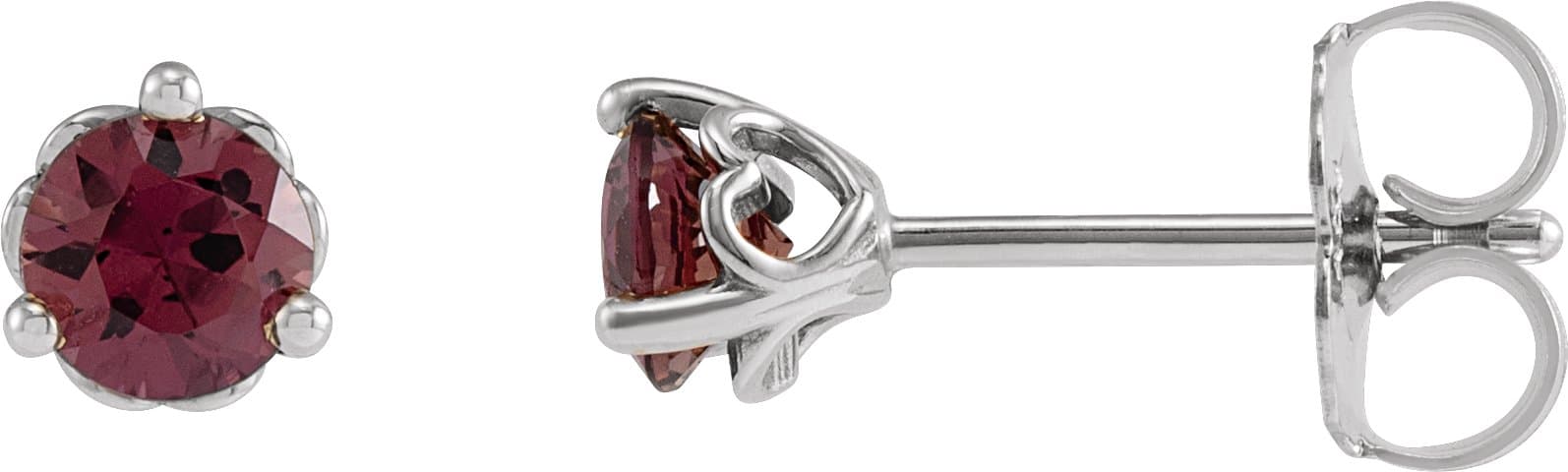 Round 3-Prong Heart Stud Earrings view 1
