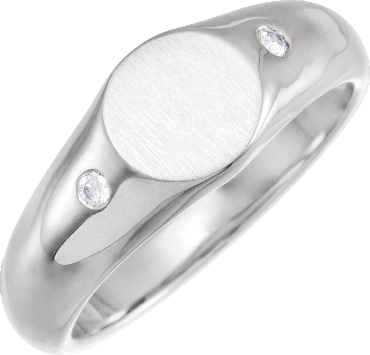 14K Rose  .06 CTW Natural Diamond 8.6 mm Round Signet Ring