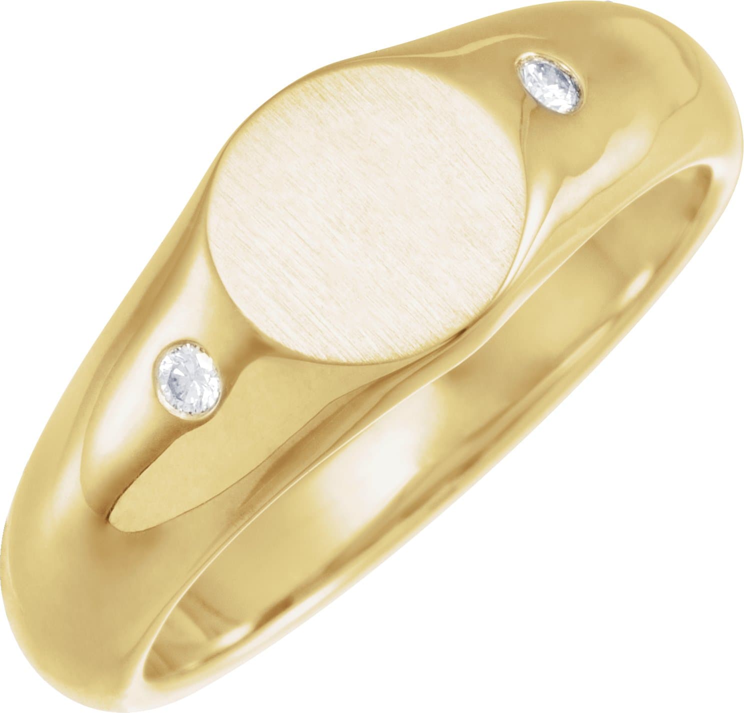 14K Rose  .06 CTW Natural Diamond 8.6 mm Round Signet Ring