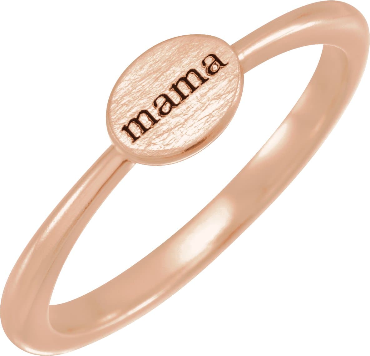 14K Rose 6.75x5 mm Oval Engravable Ring
