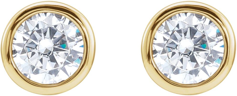 Solitaire Bezel-Set Stud Earrings view 2