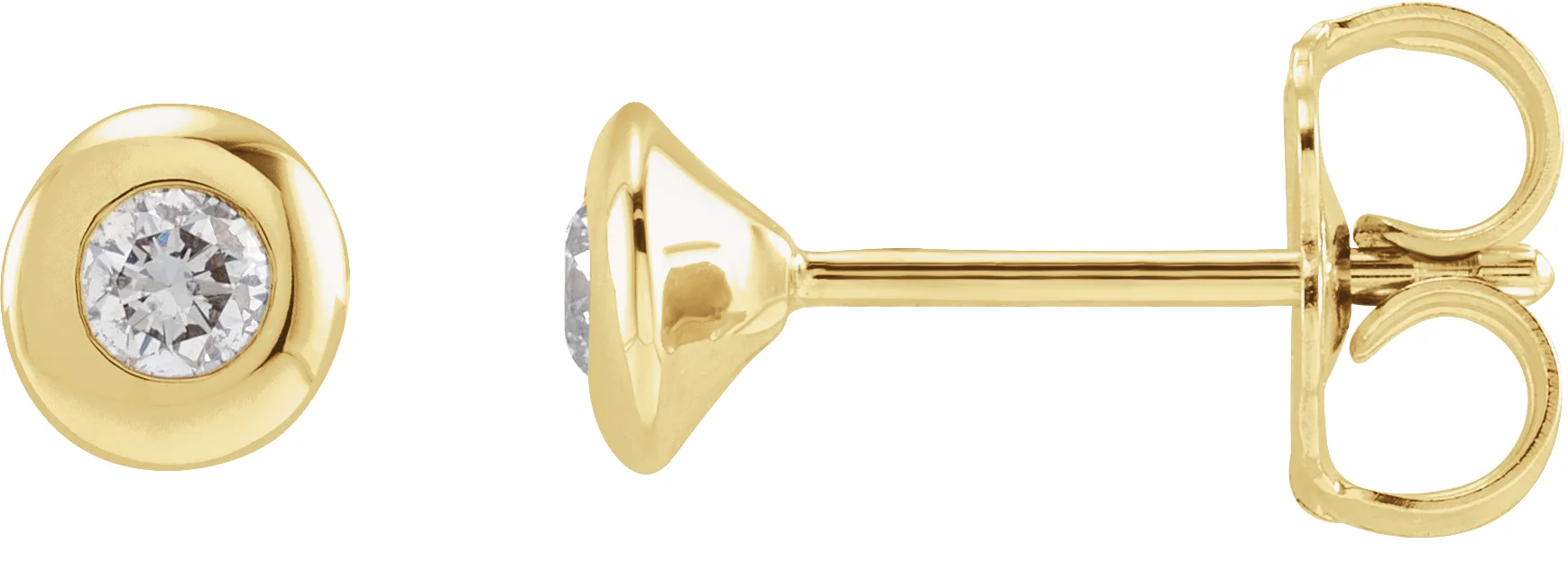 Round Bezel-Set Stud Earrings