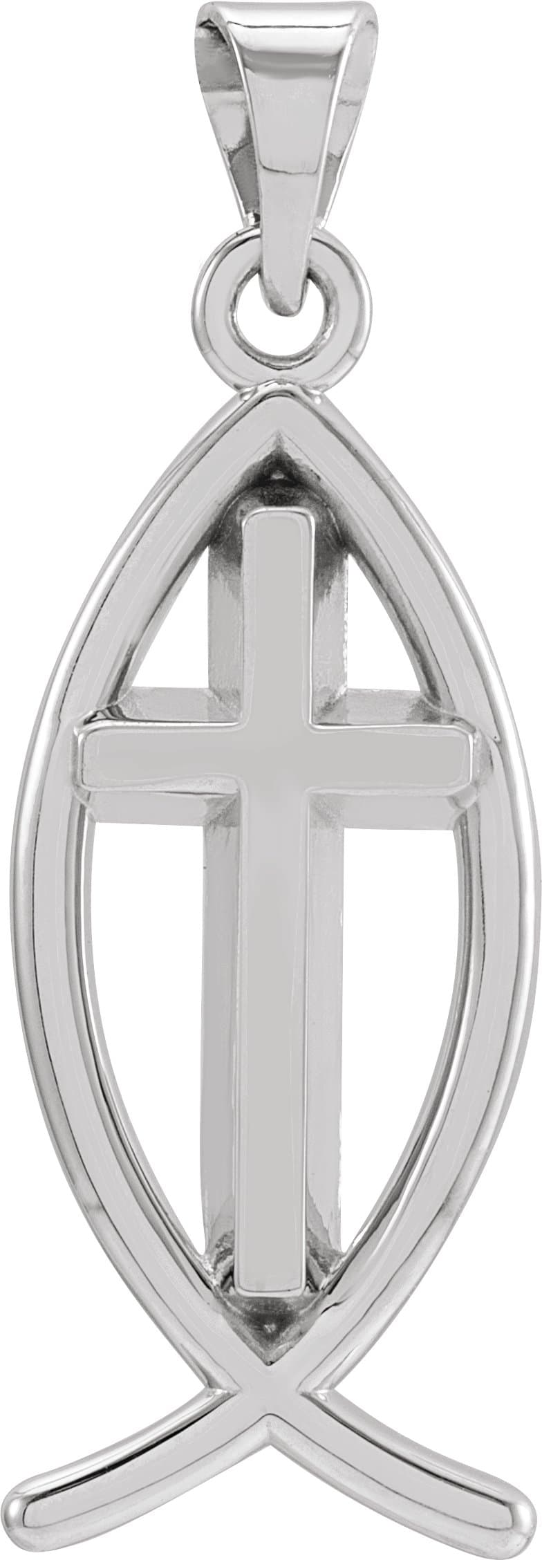 10K Yellow 17x8 mm Fish with Cross Pendant