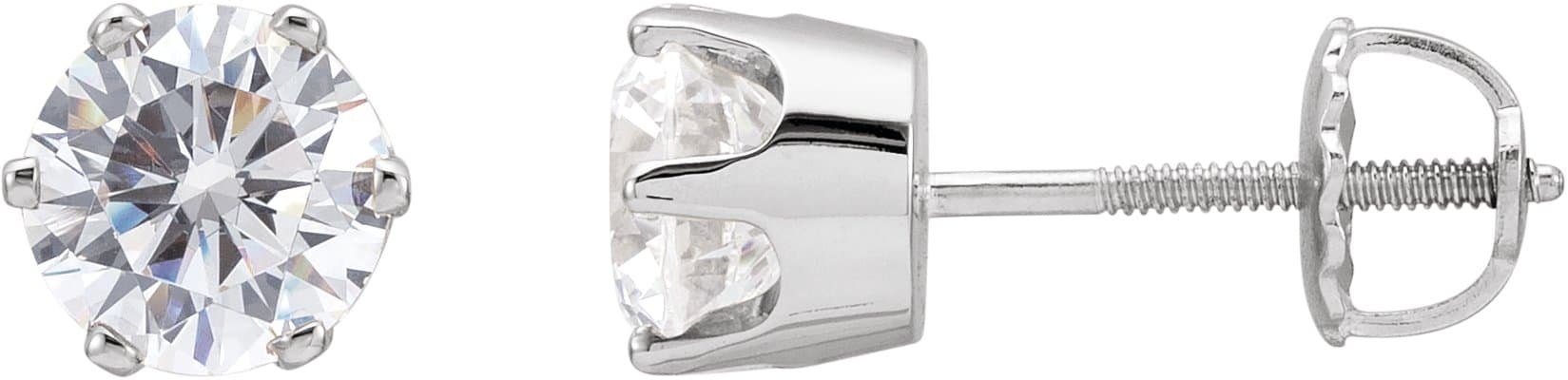 14K White 5.25 mm  Imitation White Cubic Zirconia Stud Earrings