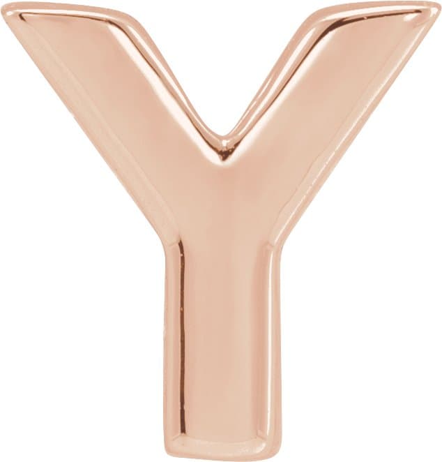 14K Rose Block Initial B Slide Pendant
