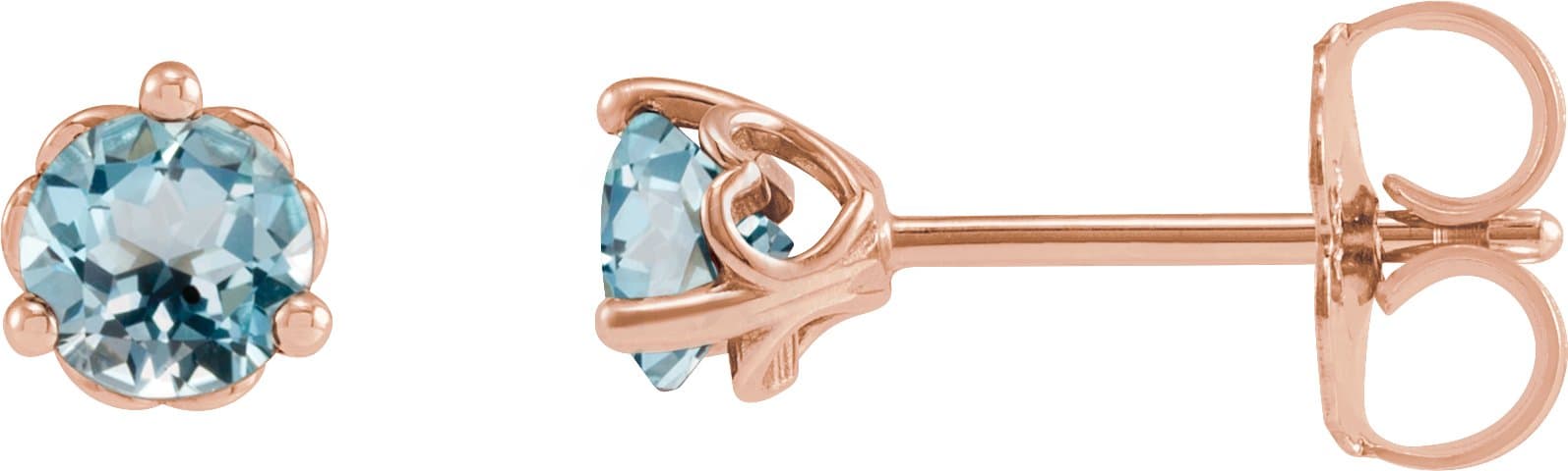 14K Rose 3 mm Natural Sky Blue Topaz Cocktail-Style Earrings