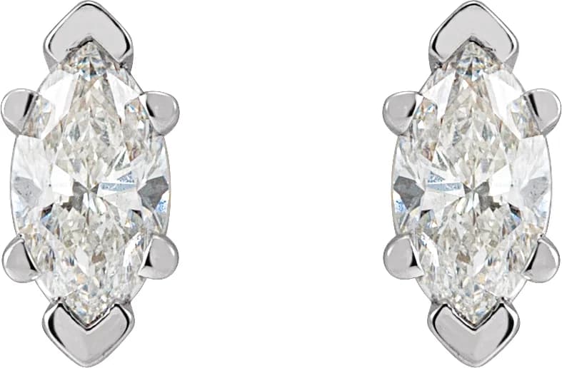 Marquise 6-Prong V-End Stud Earrings, view 3